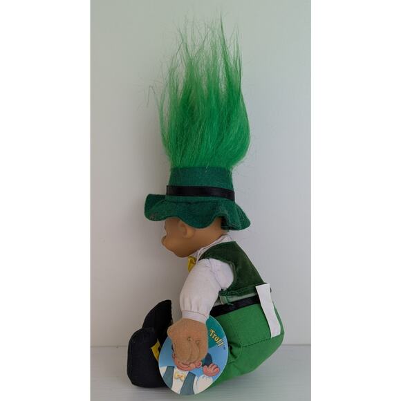 Vintage Russ Leprechaun Troll Doll w/Tag 8" Green Hair Clothes St Patrick's Day - Picture 2 of 7